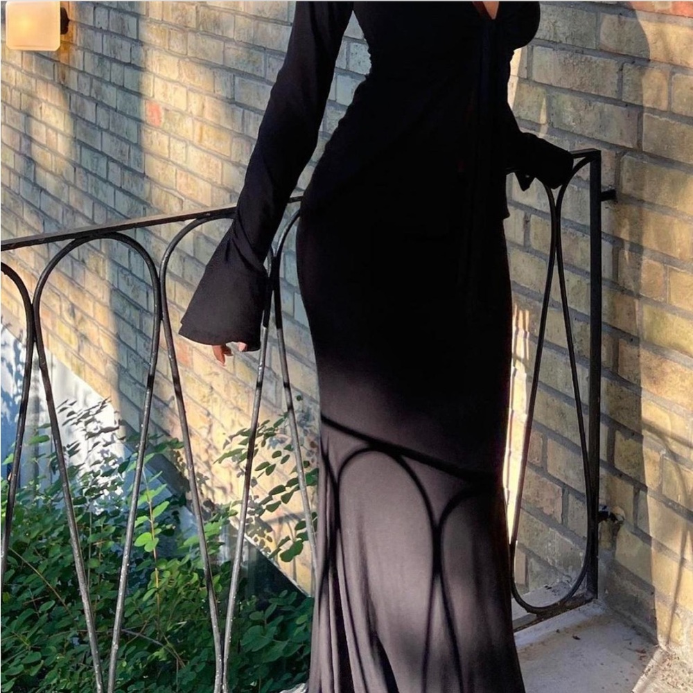 Liatz Cru Maxi Skirt - Black Flared Maxi Skirt